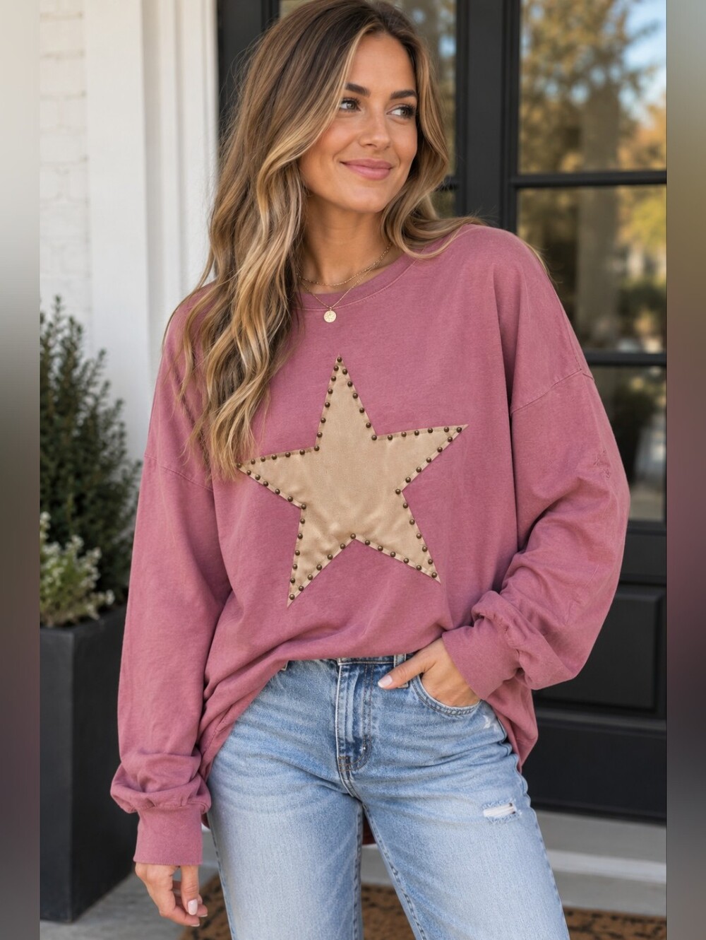 Mauve Star Stud Long Sleeve-Like New